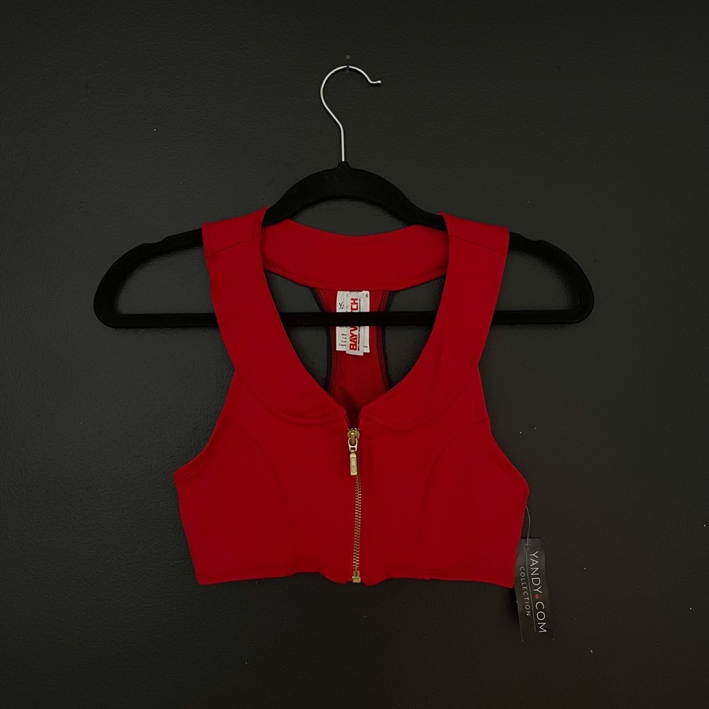 Red Zipup Crop Top